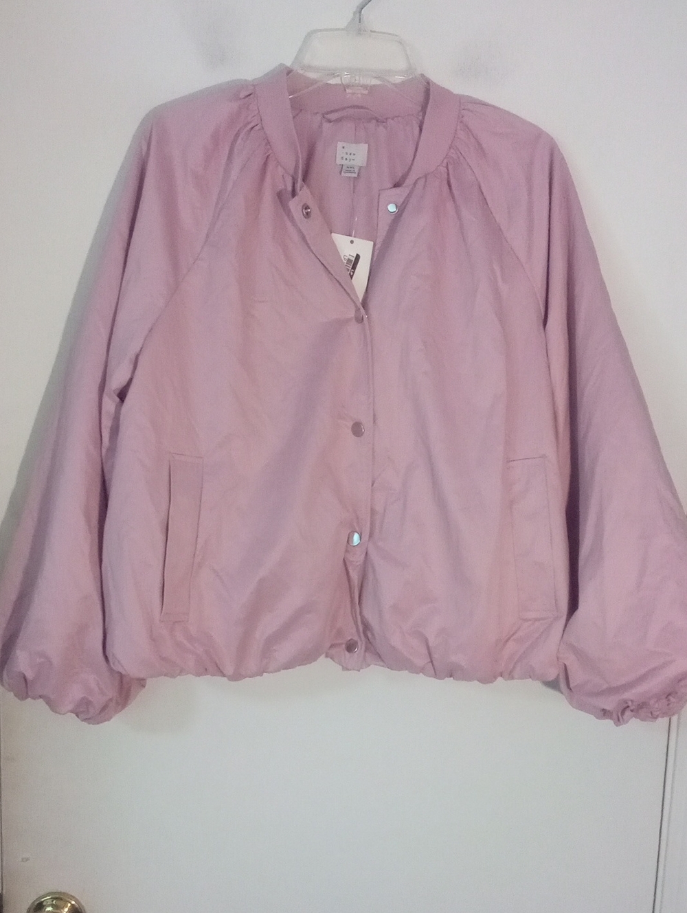 * A New Day Light Pink Bomber Jacket XXL Plus Size NWT $45 Bubble Hem